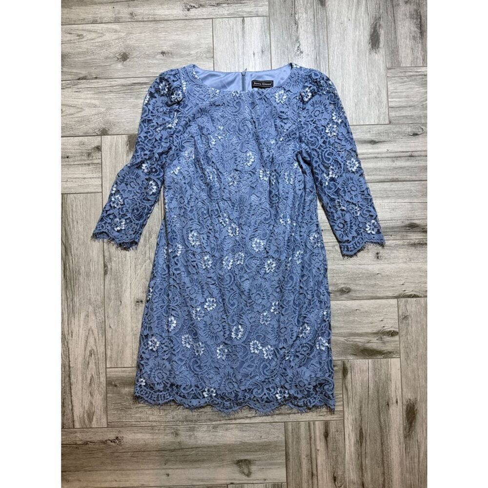 Jessica Howard Periwinkle Lace Long-Sleeve Shift Dress